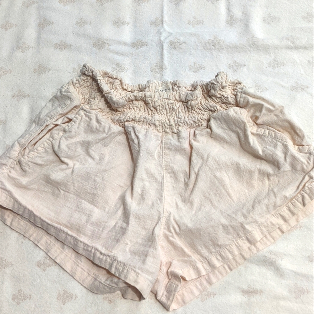 Cream linen shorts